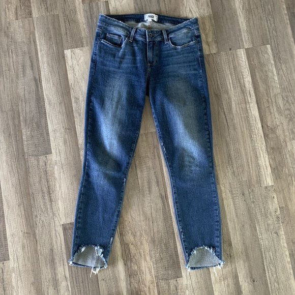 Paige Women's Verdugo Crop Raw Fringe Hem Size 29 Stretchy Skinny - Picture 2 of 10